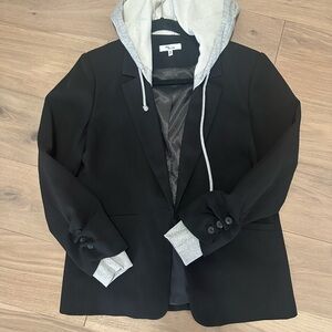 Edit by Nine - Women’s Black Blazer with Gray Hood